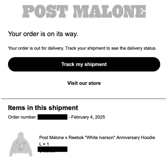 NWT Not Unboxed! Post Malone x Reebok "White Iverson" Anniversary Hoodie LIMITED - Picture 2 of 5